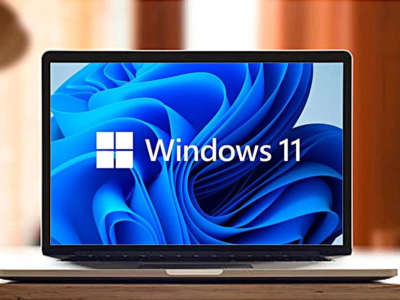 Windows 11 Professional logo and blue digital ribbon