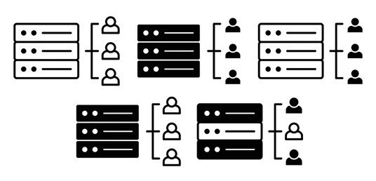 Server rack and network nodes icon representing Remote Desktop Services CALs