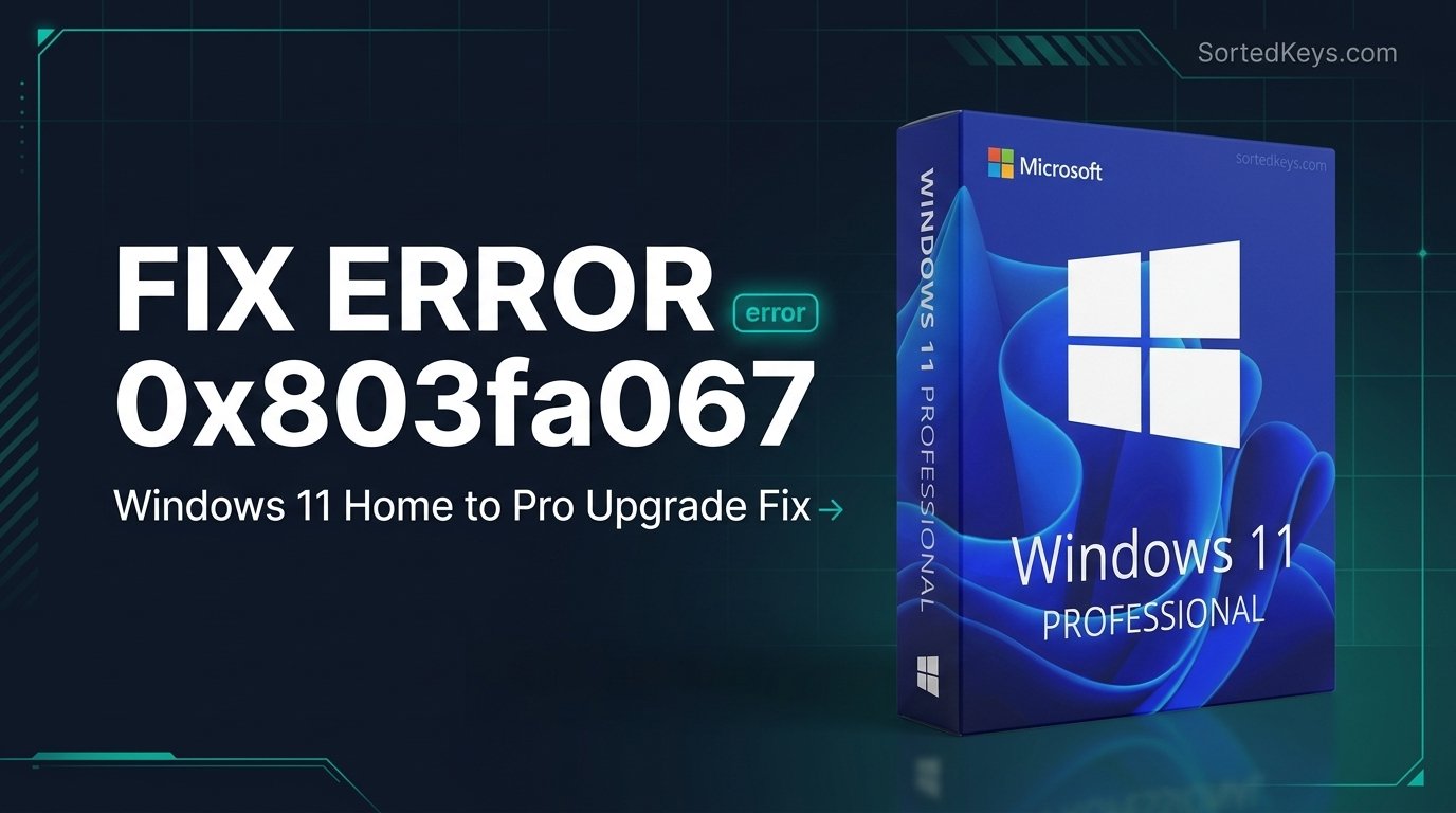 Fix Windows 11 Upgrade Error 0x803fa067 Home to Pro troubleshooting guide