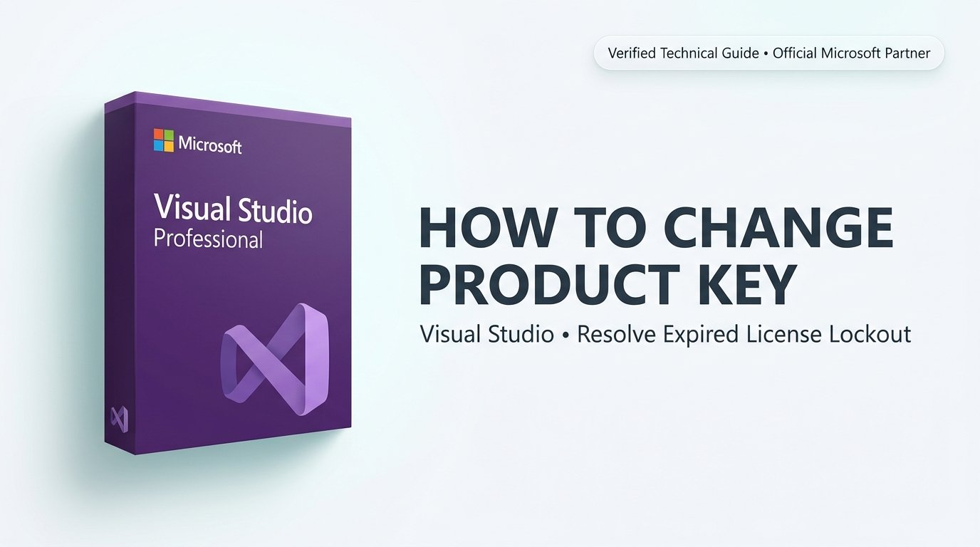 How to change product key in Visual Studio and resolve expired license lockout on a clean light background